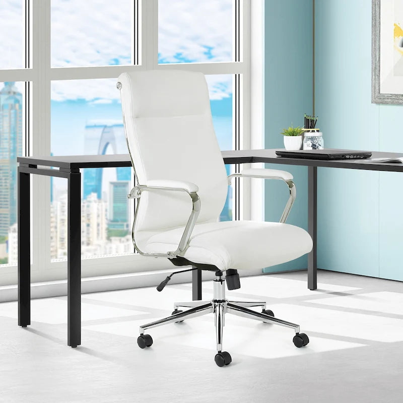 Fauteuil de bureau de direction en tissu antibactérien Neige / Noir / Bleu / Gris / Acier avec support lombaire, accoudoirs et piètement chromés – Dossier standard ou haut – 1 personne