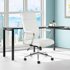 Fauteuil de bureau de direction en tissu antibactérien Neige / Noir / Bleu / Gris / Acier avec support lombaire, accoudoirs et piètement chromés – Dossier standard ou haut – 1 personne