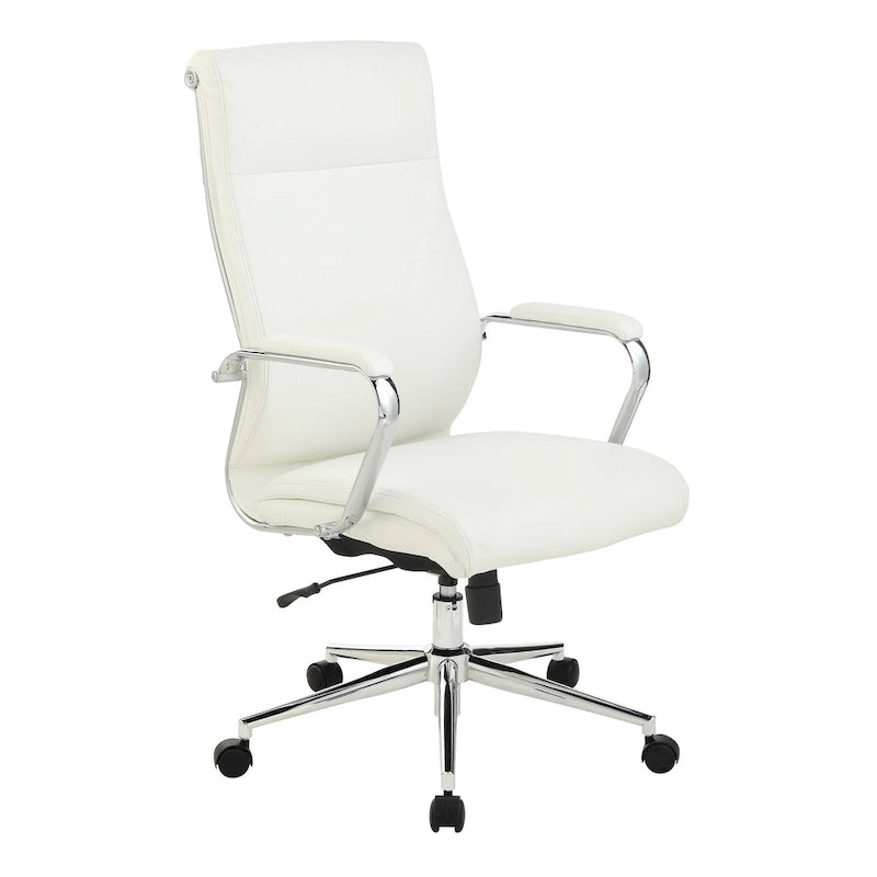 Fauteuil de bureau de direction en tissu antibactérien Neige / Noir / Bleu / Gris / Acier avec support lombaire, accoudoirs et piètement chromés – Dossier standard ou haut – 1 personne