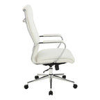 Fauteuil de bureau de direction en tissu antibactérien Neige / Noir / Bleu / Gris / Acier avec support lombaire, accoudoirs et piètement chromés – Dossier standard ou haut – 1 personne
