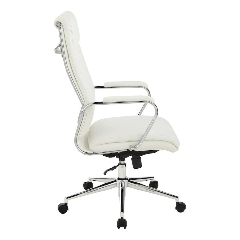 Fauteuil de bureau de direction en tissu antibactérien Neige / Noir / Bleu / Gris / Acier avec support lombaire, accoudoirs et piètement chromés – Dossier standard ou haut – 1 personne