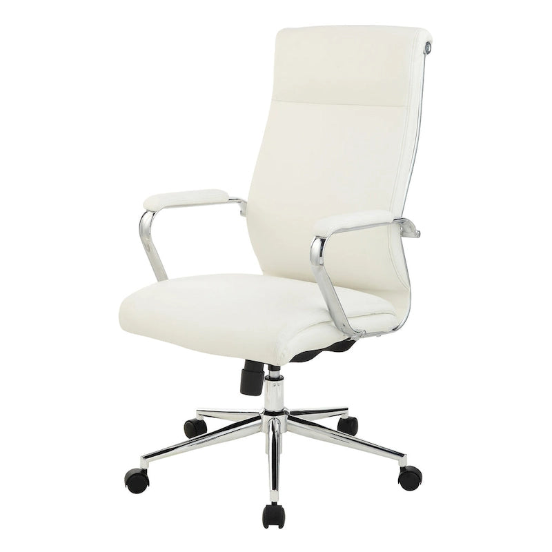 Fauteuil de bureau de direction en tissu antibactérien Neige / Noir / Bleu / Gris / Acier avec support lombaire, accoudoirs et piètement chromés – Dossier standard ou haut – 1 personne