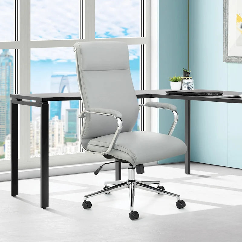 Fauteuil de bureau de direction en tissu antibactérien Neige / Noir / Bleu / Gris / Acier avec support lombaire, accoudoirs et piètement chromés – Dossier standard ou haut – 1 personne