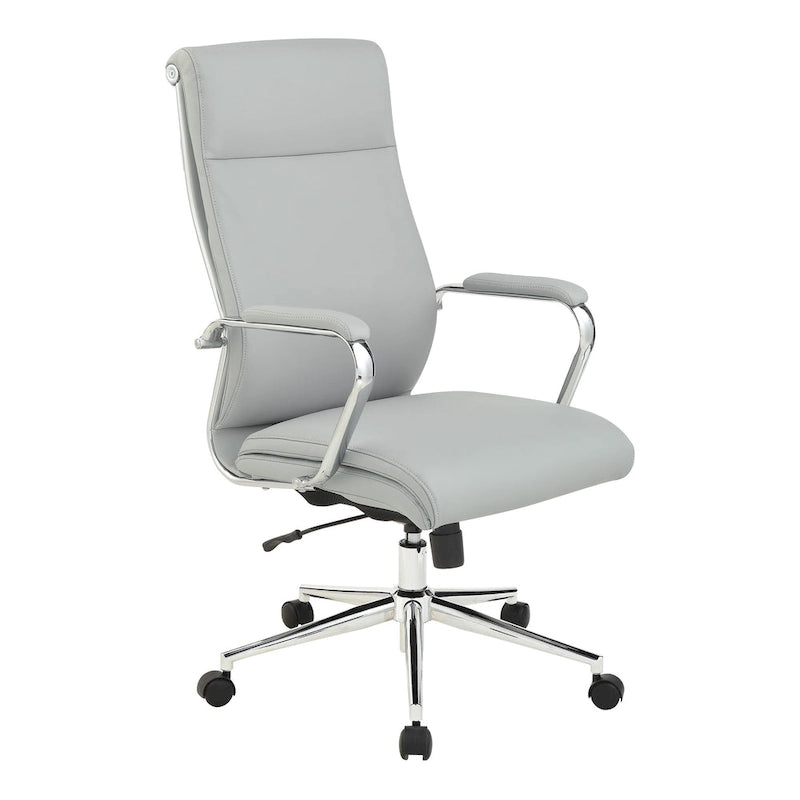 Fauteuil de bureau de direction en tissu antibactérien Neige / Noir / Bleu / Gris / Acier avec support lombaire, accoudoirs et piètement chromés – Dossier standard ou haut – 1 personne
