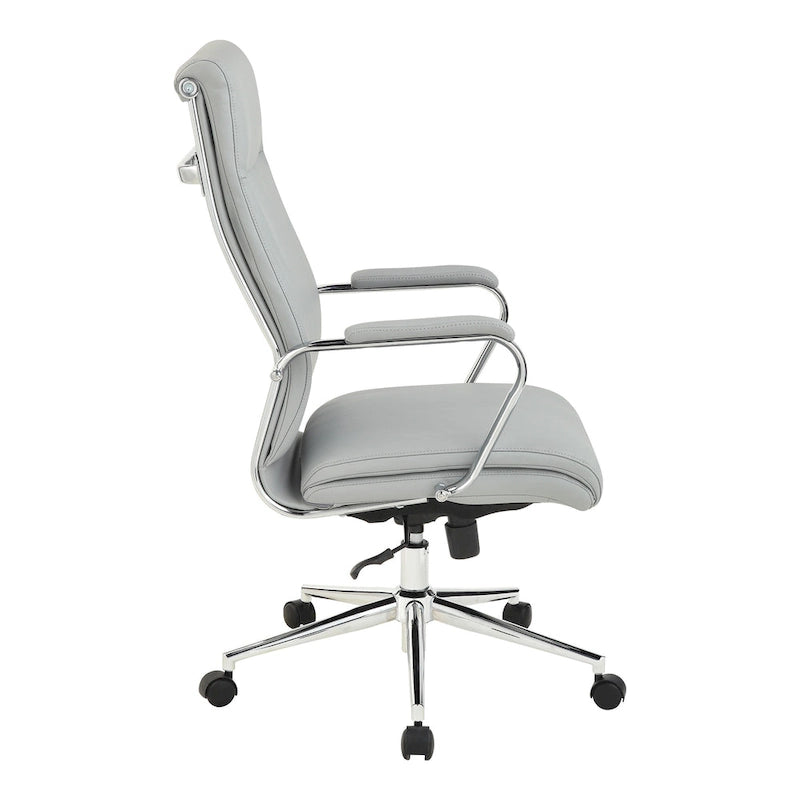 Fauteuil de bureau de direction en tissu antibactérien Neige / Noir / Bleu / Gris / Acier avec support lombaire, accoudoirs et piètement chromés – Dossier standard ou haut – 1 personne