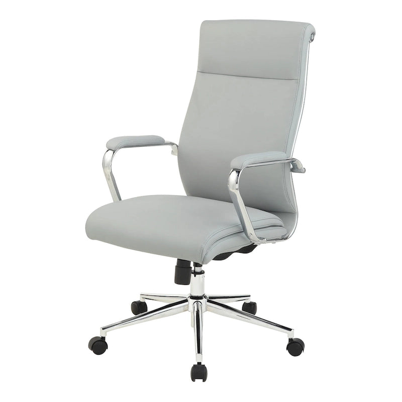 Fauteuil de bureau de direction en tissu antibactérien Neige / Noir / Bleu / Gris / Acier avec support lombaire, accoudoirs et piètement chromés – Dossier standard ou haut – 1 personne