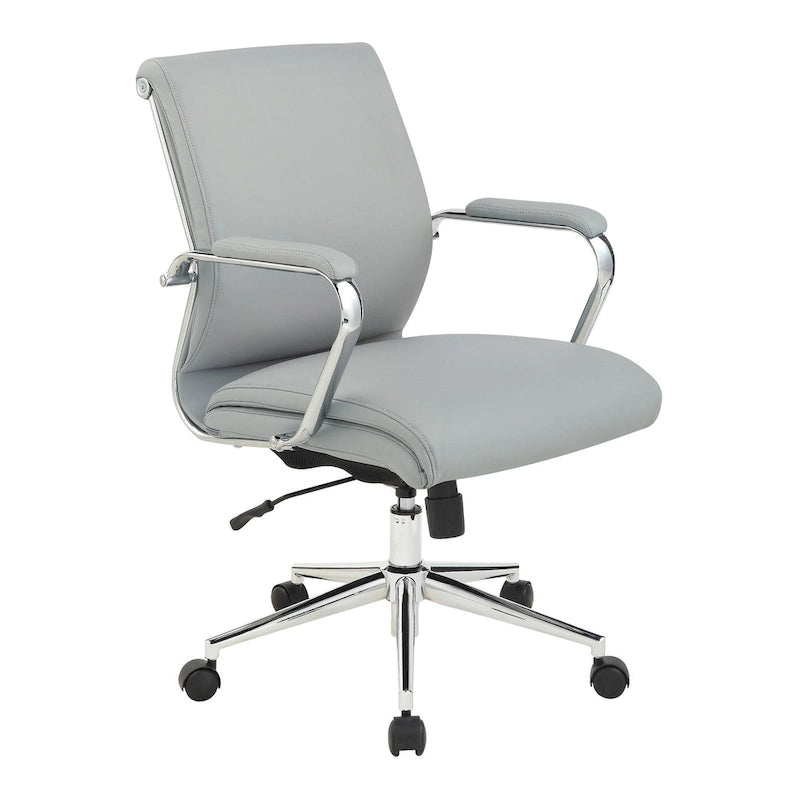 Fauteuil de bureau de direction en tissu antibactérien Neige / Noir / Bleu / Gris / Acier avec support lombaire, accoudoirs et piètement chromés – Dossier standard ou haut – 1 personne
