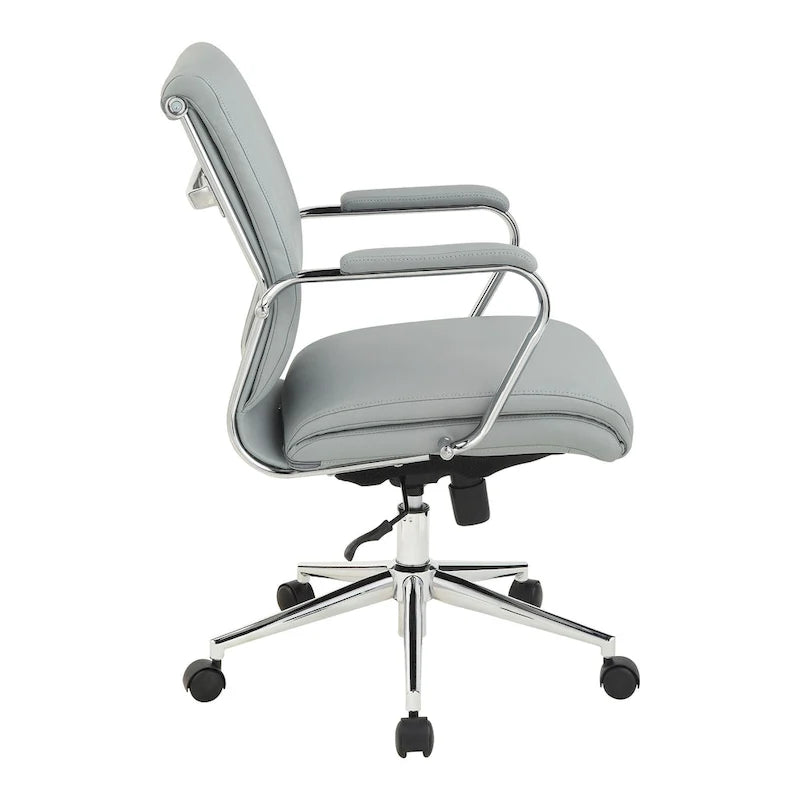 Fauteuil de bureau de direction en tissu antibactérien Neige / Noir / Bleu / Gris / Acier avec support lombaire, accoudoirs et piètement chromés – Dossier standard ou haut – 1 personne