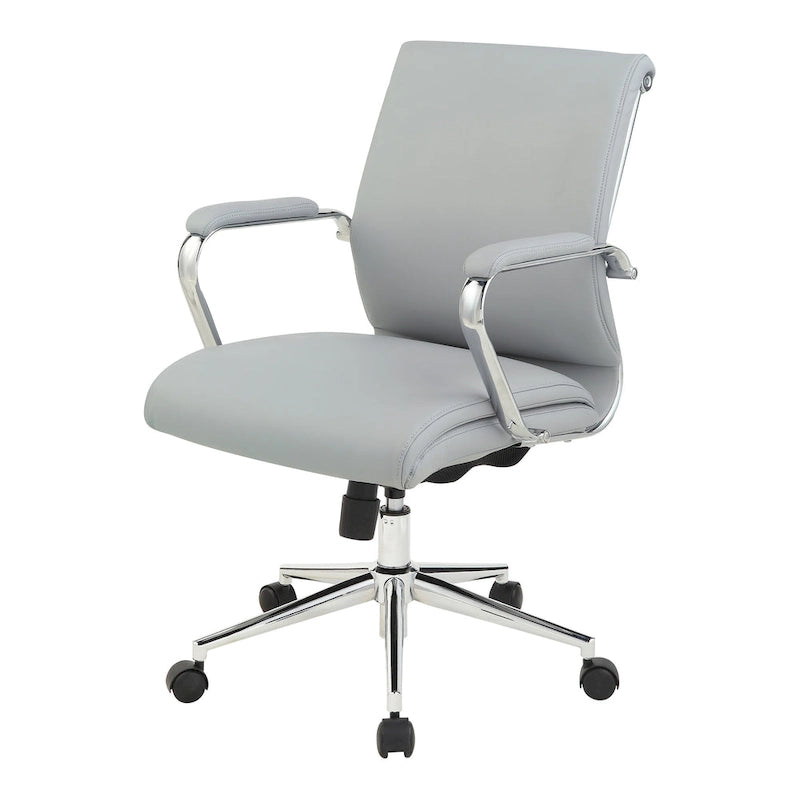 Fauteuil de bureau de direction en tissu antibactérien Neige / Noir / Bleu / Gris / Acier avec support lombaire, accoudoirs et piètement chromés – Dossier standard ou haut – 1 personne