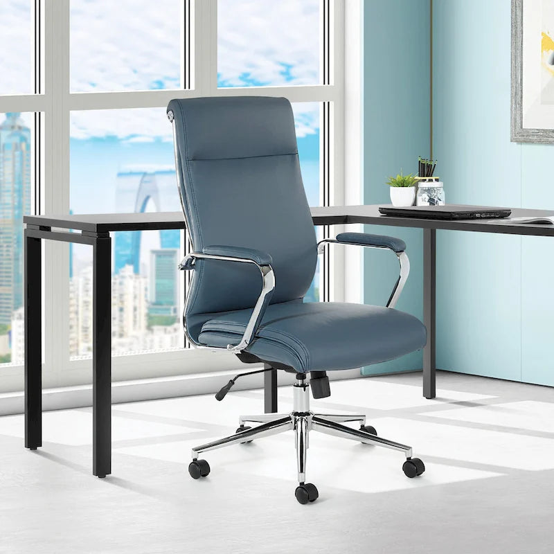 Fauteuil de bureau de direction en tissu antibactérien Neige / Noir / Bleu / Gris / Acier avec support lombaire, accoudoirs et piètement chromés – Dossier standard ou haut – 1 personne
