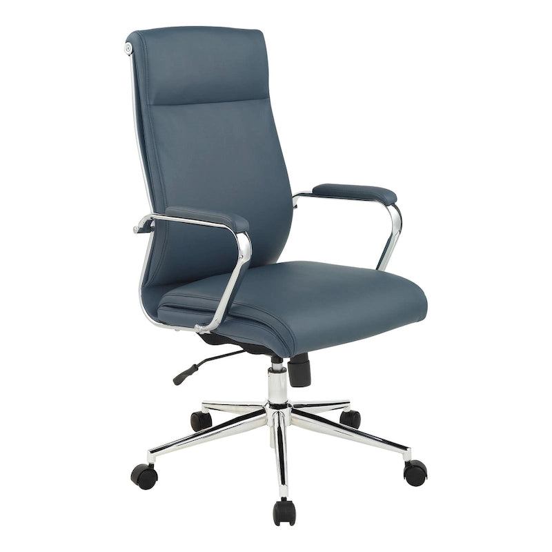 Fauteuil de bureau de direction en tissu antibactérien Neige / Noir / Bleu / Gris / Acier avec support lombaire, accoudoirs et piètement chromés – Dossier standard ou haut – 1 personne