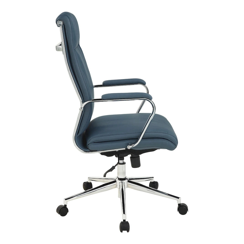 Fauteuil de bureau de direction en tissu antibactérien Neige / Noir / Bleu / Gris / Acier avec support lombaire, accoudoirs et piètement chromés – Dossier standard ou haut – 1 personne