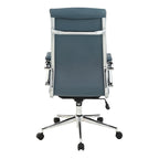 Fauteuil de bureau de direction en tissu antibactérien Neige / Noir / Bleu / Gris / Acier avec support lombaire, accoudoirs et piètement chromés – Dossier standard ou haut – 1 personne