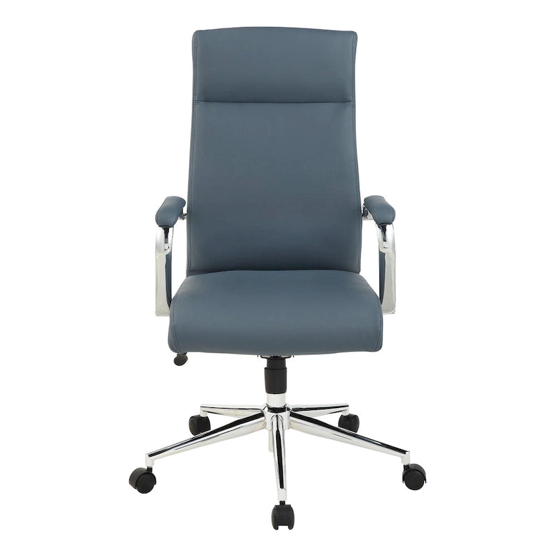 Fauteuil de bureau de direction en tissu antibactérien Neige / Noir / Bleu / Gris / Acier avec support lombaire, accoudoirs et piètement chromés – Dossier standard ou haut – 1 personne