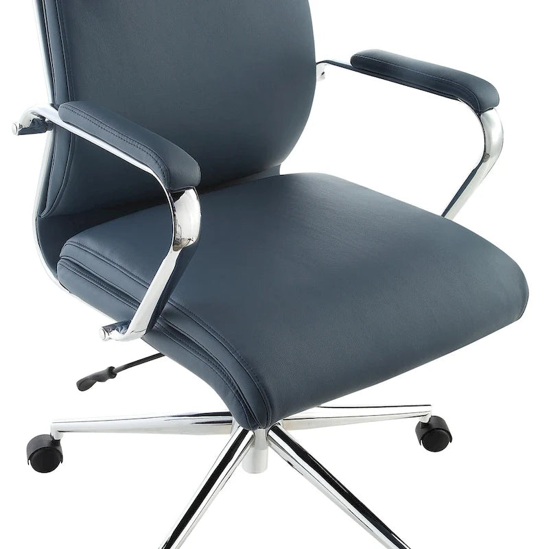 Fauteuil de bureau de direction en tissu antibactérien Neige / Noir / Bleu / Gris / Acier avec support lombaire, accoudoirs et piètement chromés – Dossier standard ou haut – 1 personne