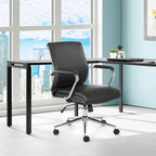 Fauteuil de bureau de direction en tissu antibactérien Neige / Noir / Bleu / Gris / Acier avec support lombaire, accoudoirs et piètement chromés – Dossier standard ou haut – 1 personne