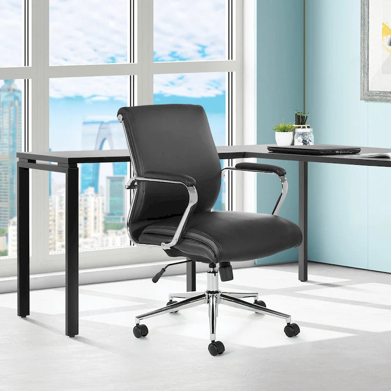 Fauteuil de bureau de direction en tissu antibactérien Neige / Noir / Bleu / Gris / Acier avec support lombaire, accoudoirs et piètement chromés – Dossier standard ou haut – 1 personne