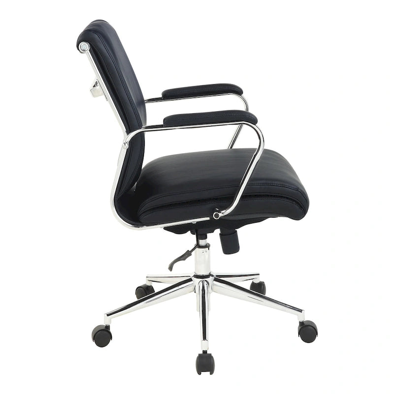 Fauteuil de bureau de direction en tissu antibactérien Neige / Noir / Bleu / Gris / Acier avec support lombaire, accoudoirs et piètement chromés – Dossier standard ou haut – 1 personne