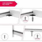 Lit plateforme en PVC gris / noir / blanc avec lumières LED RGB et tête de lit capitonnée – Taille complète / Queen / King