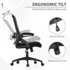 Chaise de bureau ergonomique noire à dossier haut en maille avec rotation à 360°, hauteur réglable et accoudoirs relevables – Avec ou sans appuie-tête – 1 personne