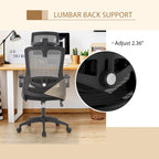 Chaise de bureau ergonomique noire à dossier haut en maille avec rotation à 360°, hauteur réglable et accoudoirs relevables – Avec ou sans appuie-tête – 1 personne