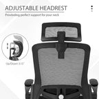 Chaise de bureau ergonomique noire à dossier haut en maille avec rotation à 360°, hauteur réglable et accoudoirs relevables – Avec ou sans appuie-tête – 1 personne