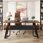 Gris-Noir / Brun-Noir / Brun-Blanc Bureau de direction de 160 cm avec étagères inférieures – 1 personne