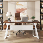 Gris-Noir / Brun-Noir / Brun-Blanc Bureau de direction de 160 cm avec étagères inférieures – 1 personne
