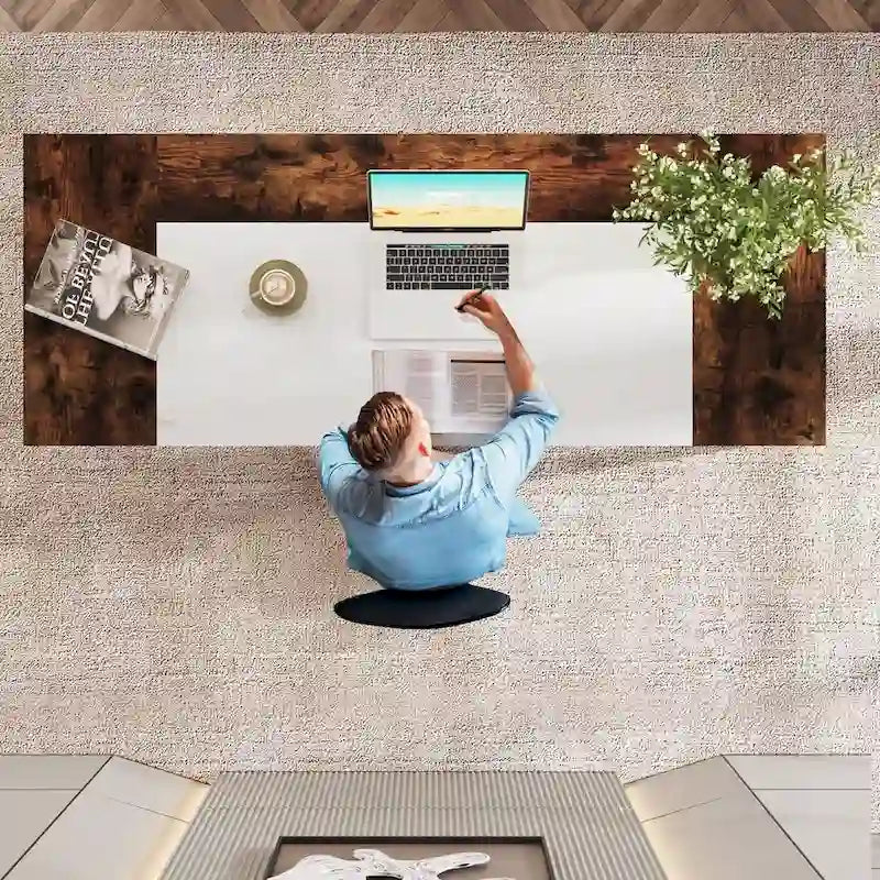 Gris-Noir / Brun-Noir / Brun-Blanc Bureau de direction de 160 cm avec étagères inférieures – 1 personne