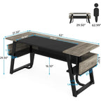 Gris-Noir / Brun-Noir / Brun-Blanc Bureau de direction de 160 cm avec étagères inférieures – 1 personne