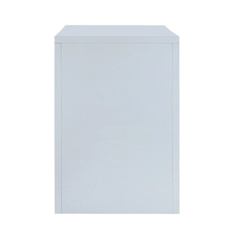 Bureau 1 tiroir en bois et rotin tressé avec bords arrondis et tiroir à fermeture douce – 1 personne – Crème / Rose corail / Bleu marine / Bleu pastel