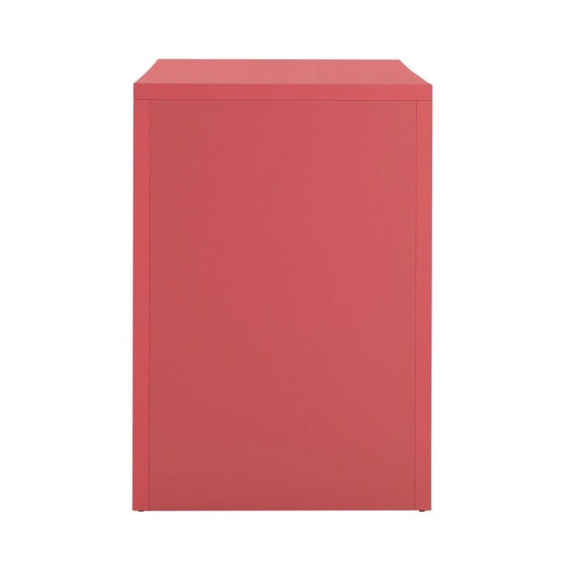 Bureau 1 tiroir en bois et rotin tressé avec bords arrondis et tiroir à fermeture douce – 1 personne – Crème / Rose corail / Bleu marine / Bleu pastel