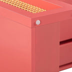 Bureau 1 tiroir en bois et rotin tressé avec bords arrondis et tiroir à fermeture douce – 1 personne – Crème / Rose corail / Bleu marine / Bleu pastel