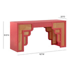 Bureau 1 tiroir en bois et rotin tressé avec bords arrondis et tiroir à fermeture douce – 1 personne – Crème / Rose corail / Bleu marine / Bleu pastel