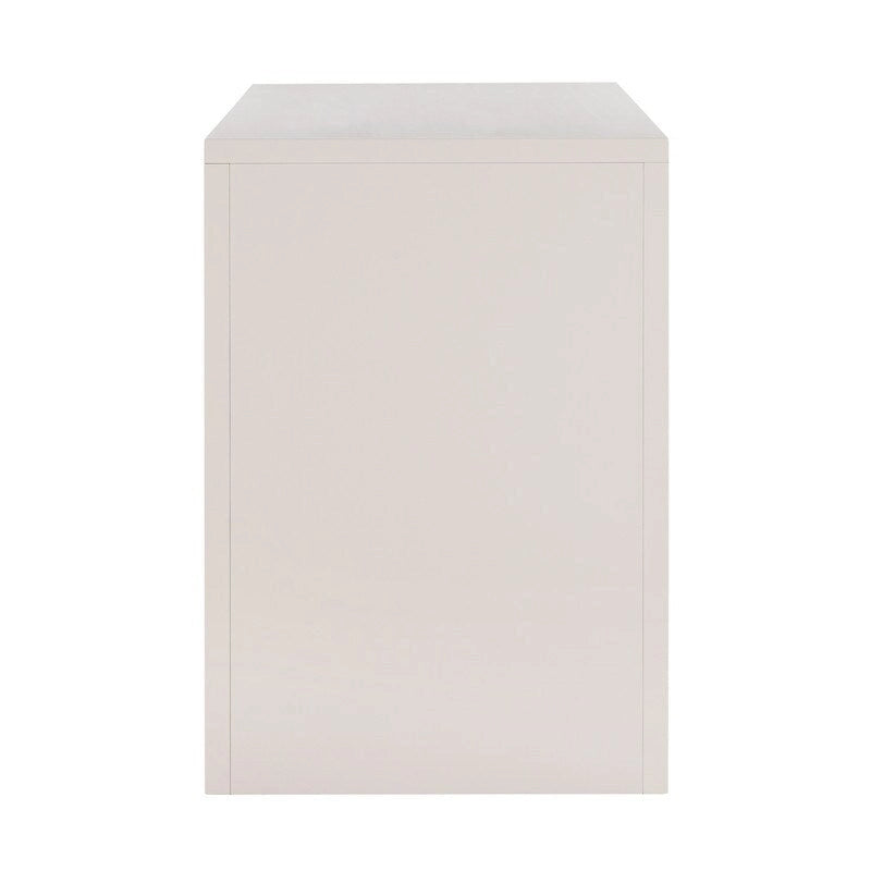 Bureau 1 tiroir en bois et rotin tressé avec bords arrondis et tiroir à fermeture douce – 1 personne – Crème / Rose corail / Bleu marine / Bleu pastel