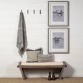 Banc d'appoint rembourré crème/marron de 147 cm avec pieds inclinés en bois de manguier – 2 places