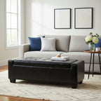 Porch & Den Pickard Black Faux Leather Storage Ottoman Bench