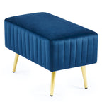 Banc en velours capitonné bleu et or / gris et or avec pieds en métal doré – 1 place