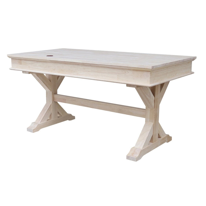 Bureau de direction inachevé en bois d'hévéa massif avec tablette coulissante pour clavier et 2 tiroirs à extension complète – 1 personne