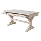 Bureau de direction inachevé en bois d'hévéa massif avec tablette coulissante pour clavier et 2 tiroirs à extension complète – 1 personne