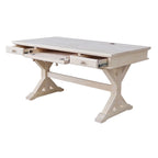 Bureau de direction inachevé en bois d'hévéa massif avec tablette coulissante pour clavier et 2 tiroirs à extension complète – 1 personne