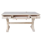 Bureau de direction inachevé en bois d'hévéa massif avec tablette coulissante pour clavier et 2 tiroirs à extension complète – 1 personne