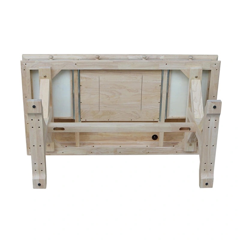 Bureau de direction inachevé en bois d'hévéa massif avec tablette coulissante pour clavier et 2 tiroirs à extension complète – 1 personne