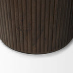 Table d'appoint ronde cannelée en manguier massif brun clair/brun avec plateau relevable de rangement