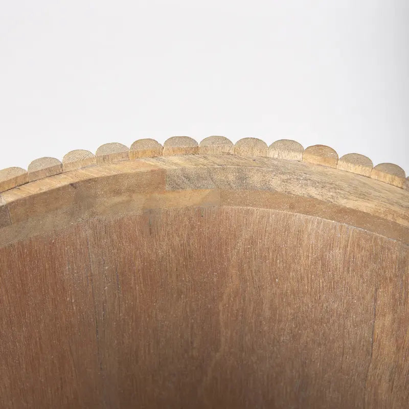 Table d'appoint ronde cannelée en manguier massif brun clair/brun avec plateau relevable de rangement