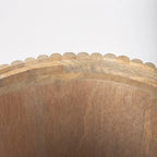 Table d'appoint ronde cannelée en manguier massif brun clair/brun avec plateau relevable de rangement