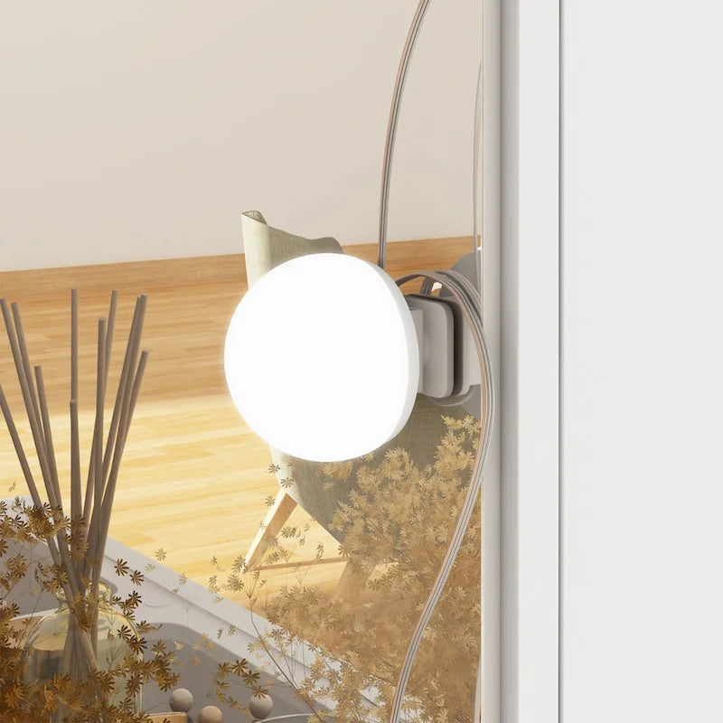 Coiffeuse Maquillage Blanche à Trois Volets avec Éclairage LED et Plateau en Verre – Individuel