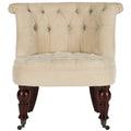 Fauteuil d’appoint capitonné en coton avec roulettes, coloris naturel/canneberge/champignon – 1 personne