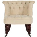 Fauteuil d’appoint capitonné en coton avec roulettes, coloris naturel/canneberge/champignon – 1 personne