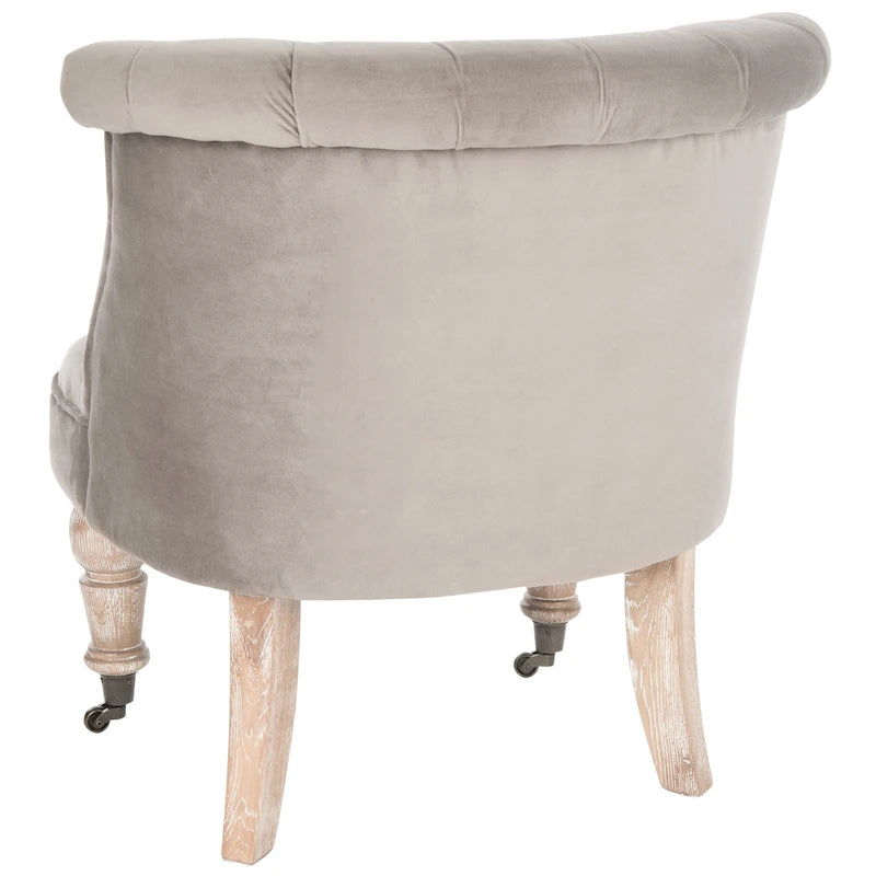 Fauteuil d’appoint capitonné en coton avec roulettes, coloris naturel/canneberge/champignon – 1 personne